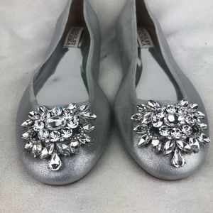 Badgley Mischka Silver crystals wedding flats